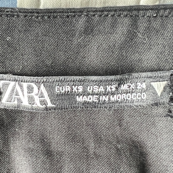 Zara Womens Black Minimalist V-Neck Poplin Sleeves Pleated Dress Size XS - Picture 3 of 16